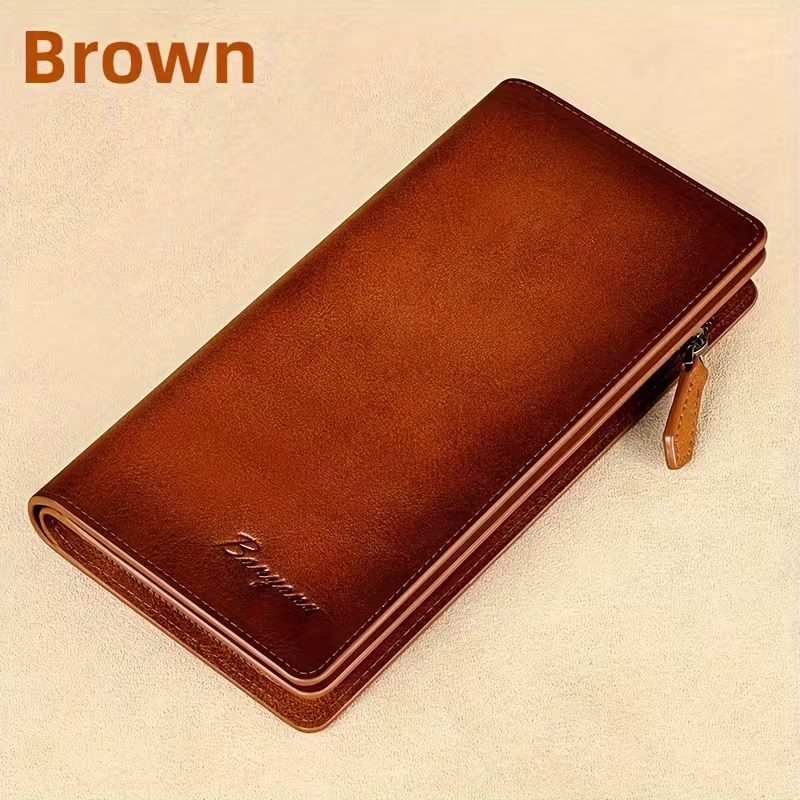 BANYANU Genuine Leather Men'S Wallet New Long Multi-Card Slot First Layer Cowhide