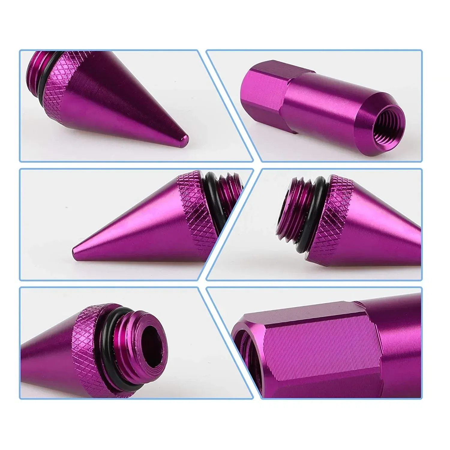 Yellow Car Accessories Wheel Nuts M12x1.5 M12x1.25 Aluminum 60mm Extended Tuner Spike Lug Nuts For Cadillac Lincoln