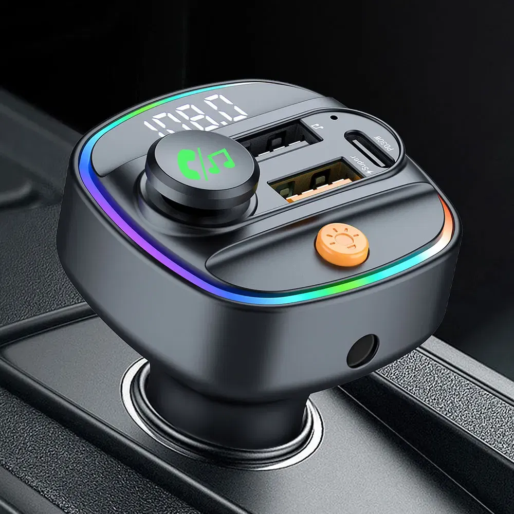 Color Name: black, Ships From: CHINA - Bluetooth 5.3 FM Transmitter Handsfree Car AUX Radio Modulator MP3 Player with 22.5W & PD30W Fast Charge Adapter Car Accessories