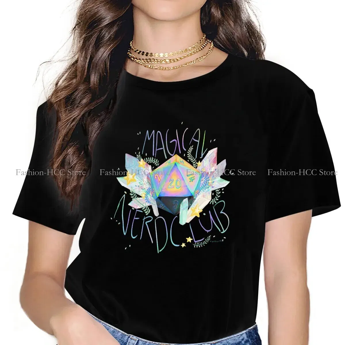 Color: black, Size: M - Magical Nerd Club Style Polyester TShirt DND Game Comfortable Creative Gift Idea T Shirt Stuff