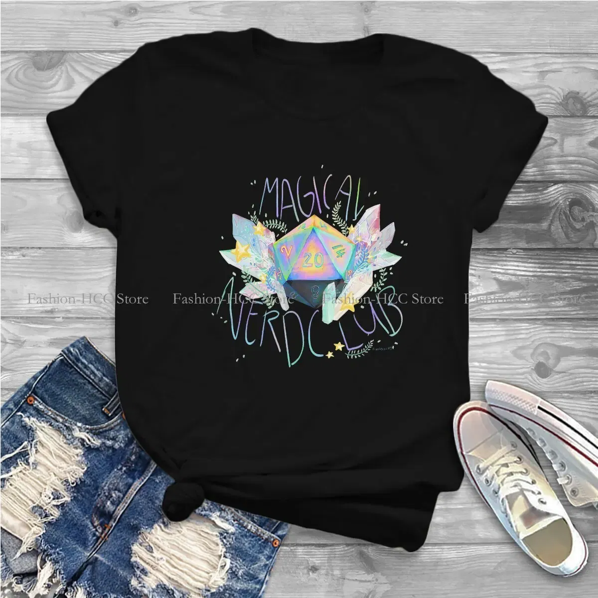 Color: black, Size: M - Magical Nerd Club Style Polyester TShirt DND Game Comfortable Creative Gift Idea T Shirt Stuff