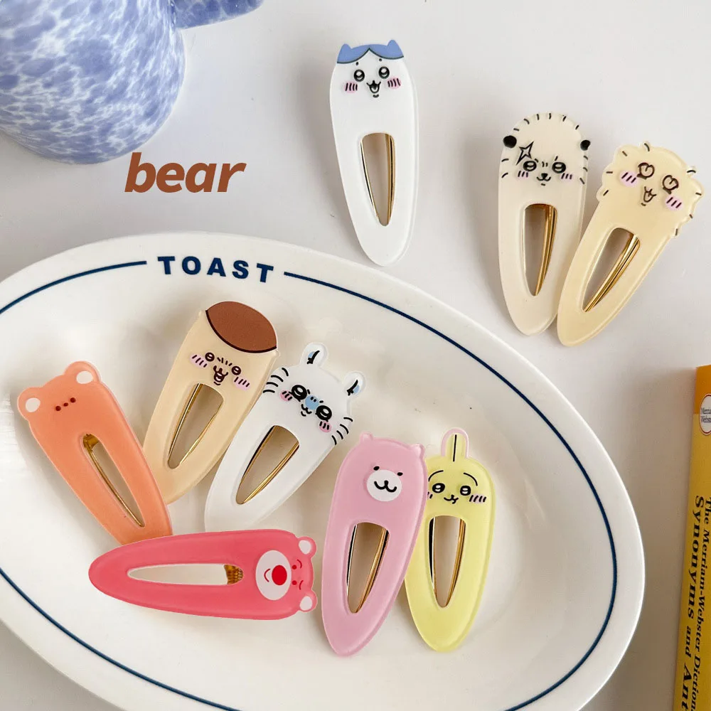 Color: Orange - 2024 Creative Duck Beak Hairclip Anime Figure Chiikawa Hachiware Girl's Forehead Fringe Side Hair Clip Student Hair Accessories
