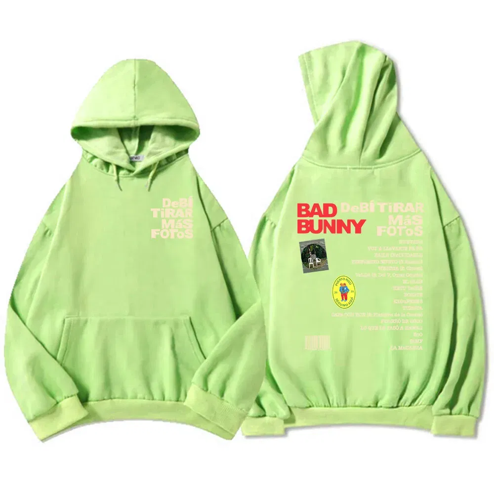 Color: Turquoise, Size: XS - Unisex Streetwear Bad Bunny DTMF Hoodies 2025 New Album Deb? Tirar Más Fotos Printing Sweatshirts Winter Comfortable Male Hoodie