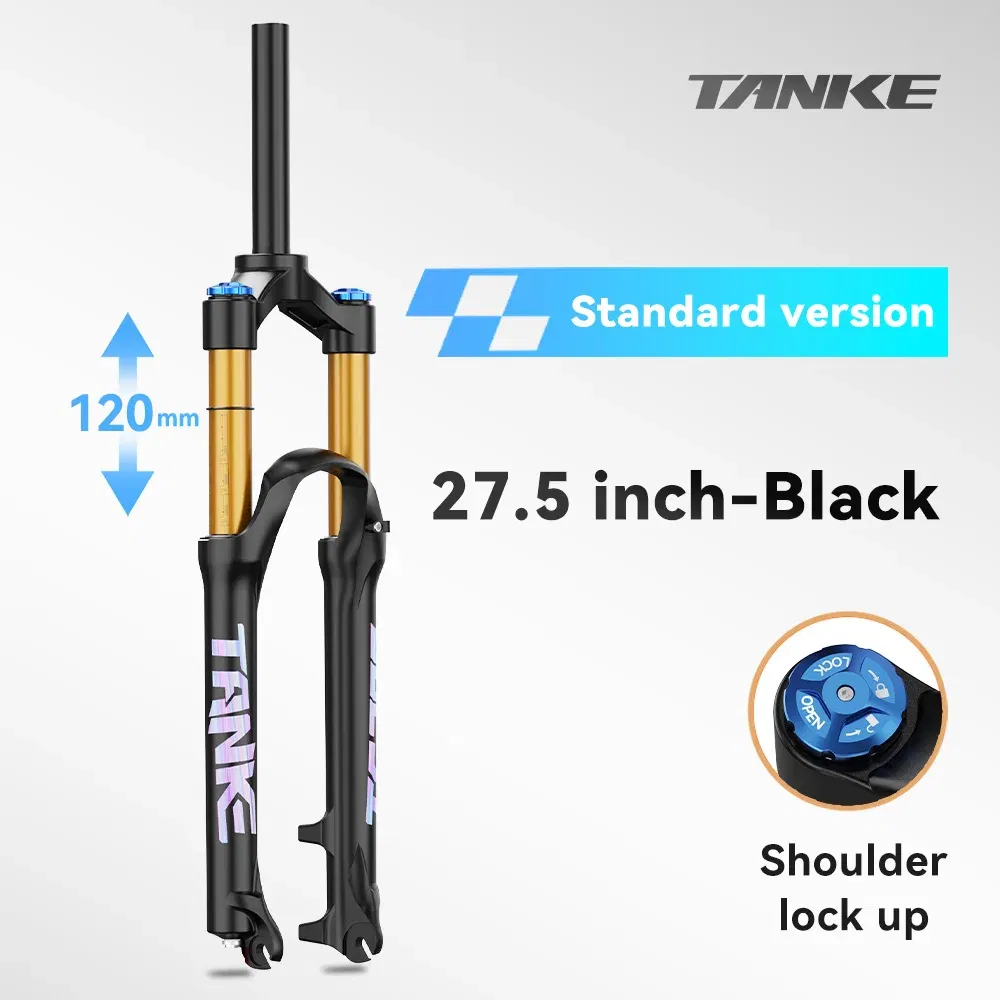 TANKE Bike Fork Rebound Adjustable MTB Air Front Suspension 26/27.5/29 Inch 120mm Travel Quick Release Fork Bicycle Accessories
