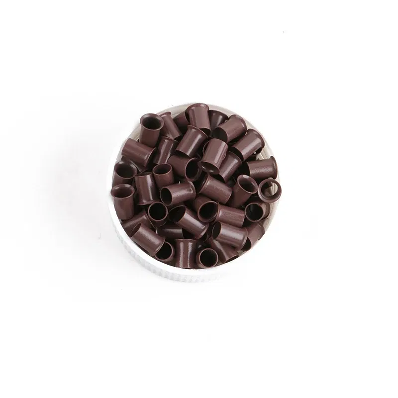 Color: Medium Brown - 10000pcs/bag 4.0*3.6*6.0mm Copper Flared Flaring Micro Rings Tube Euro Locks for feather human hair extensions tools accessories