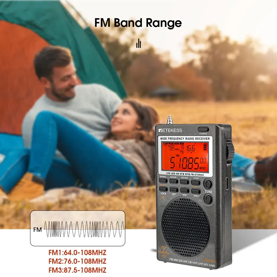 Retekess TR110 Radio FM Receiver Portable Shortwave Radios AM FM All Waves Band CB AIR Band Ham Radio SW MW LSB VHF UHF
