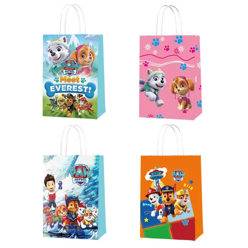 Paw Patrol Party Decoration Supplies Vellum Gift Bag Portable Paper Box for Cake Candy Cookies Baby Shower Party Favors