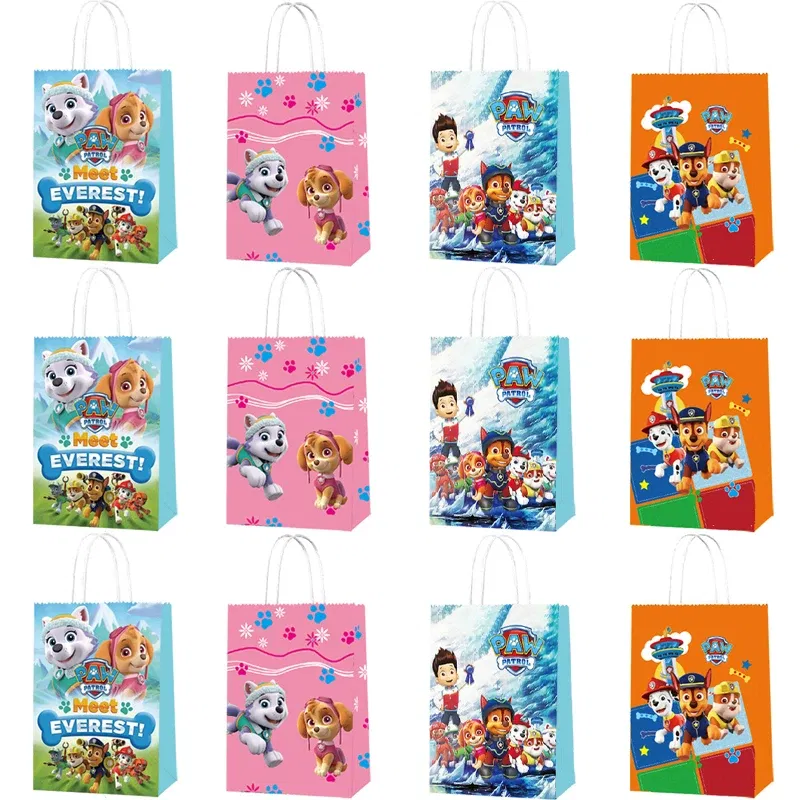 Paw Patrol Party Decoration Supplies Vellum Gift Bag Portable Paper Box for Cake Candy Cookies Baby Shower Party Favors
