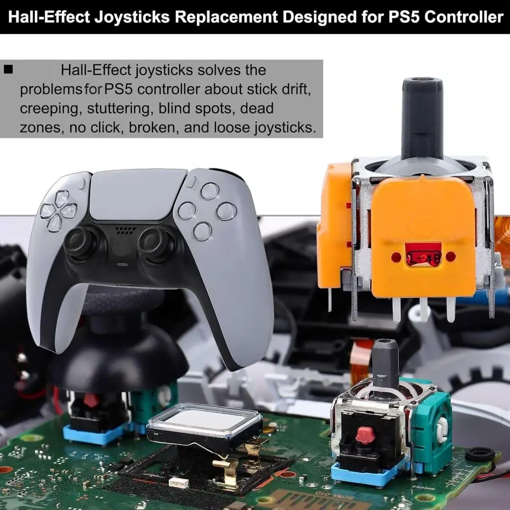 Color: black - 10PCS 3D Analog Sensor Hall Effect Joystick for Playstation 5 Game Controller Thumb Stick for PS5/PS4/Xbox/Switch Pro