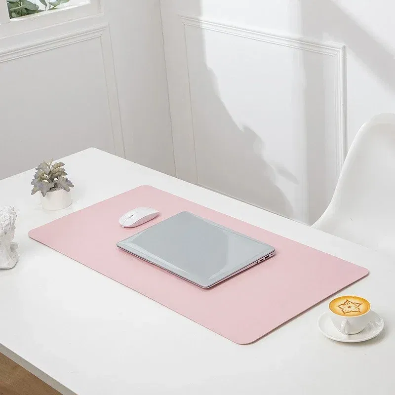 Color: GRAY - Large Mouse Pad Extra Big Non-Slip Desk Pad Waterproof PU Leather Desk Table Protector Gaming Mouse Mat for Game Office Work