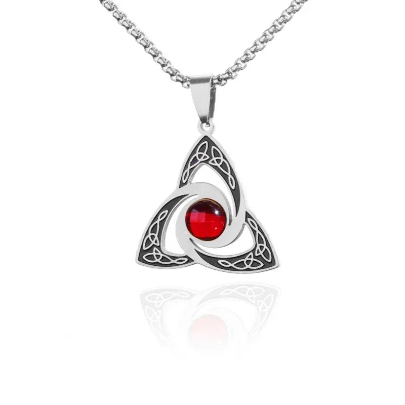 Vintage Witch Knot Necklace Stainless Steel Magic Knot Pagan Wicca Symbol Pendant for Men Women Celtic Knot Jewelry Gifts