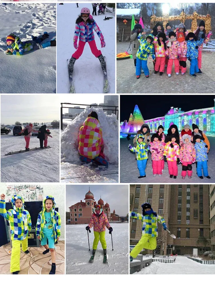 Color: black, Kid Size: 5 - OLEKID -30 Degree Russian Winter Children Ski Suit Plus Velvet Warm Waterproof Jacket Coat Boy Overalls 3-20 Years Girl Snowsuit