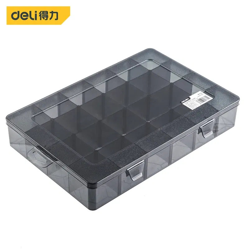 Color: Yellow & Black - 1Pcs Multi-lattice Slots Tool Case Storage Boxes Adjustable Transparent Tool Box Screw Craft Jewelry Accessories Organizer Box