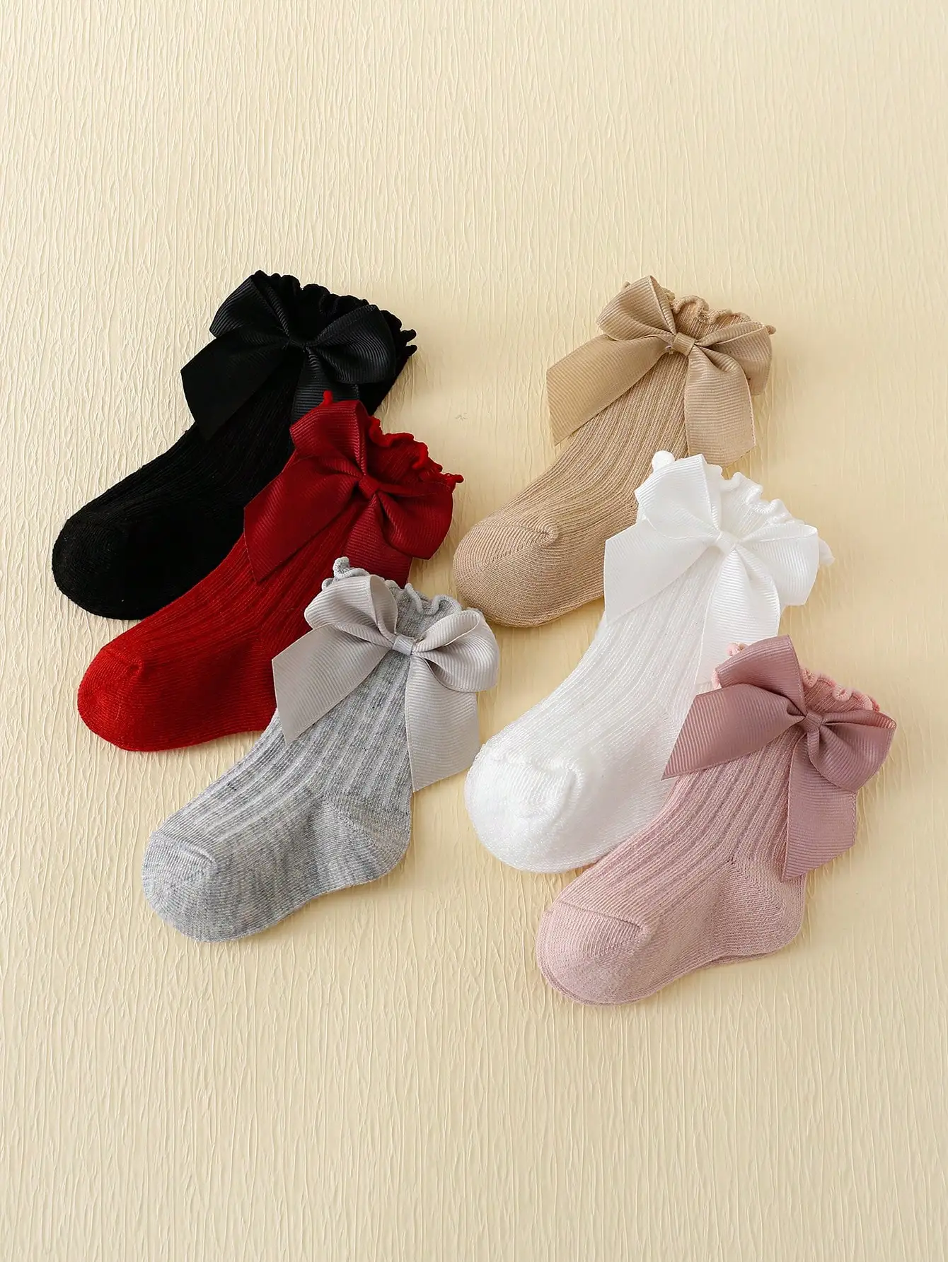 Color: MULTI, Size: 14 - 6 pairs of Rowan Bow lace baby bubble mouth socks
