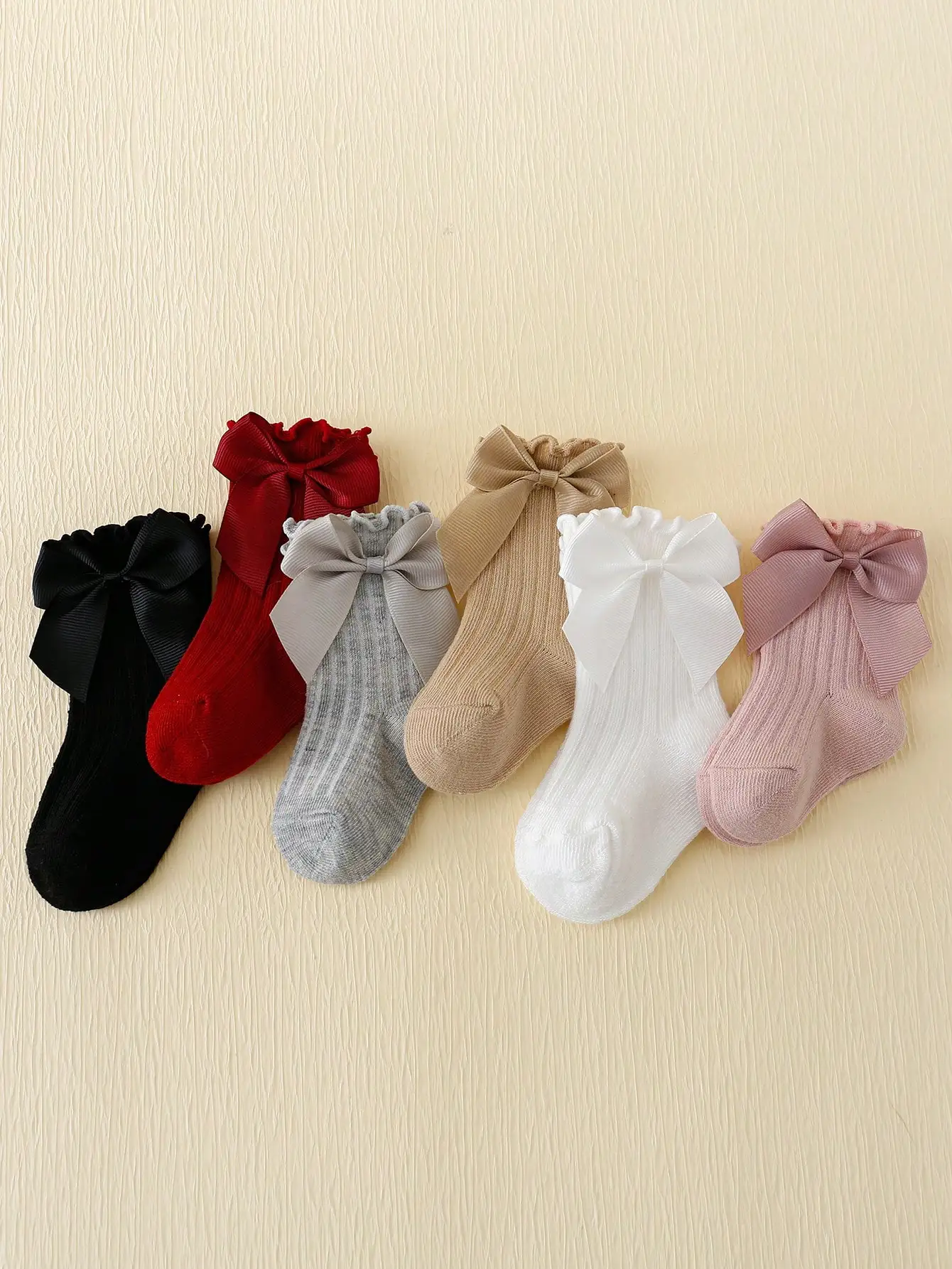 Color: MULTI, Size: 14 - 6 pairs of Rowan Bow lace baby bubble mouth socks