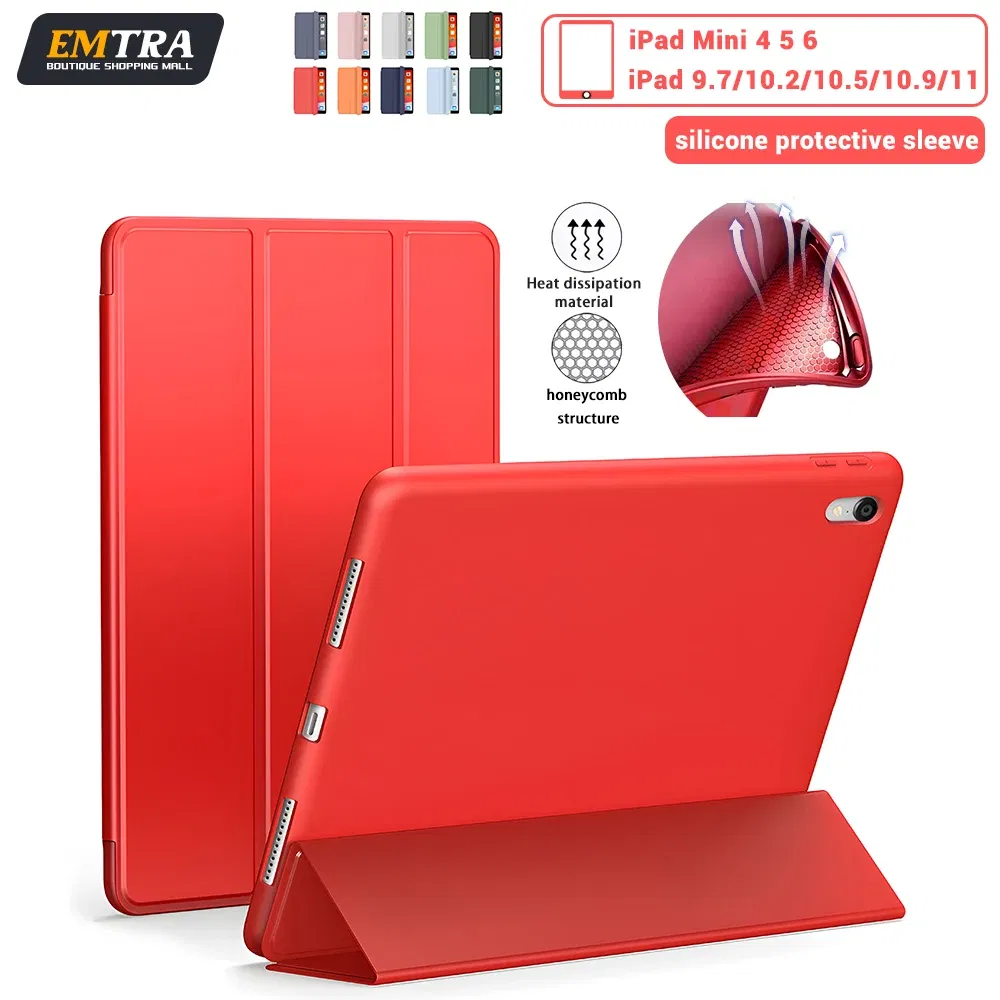 Color: GRAY, Size: 12.4 - For iPad 9.7 2018 2017 fundas Magnetic Pu Leather Stand Cover For iPad 5th 6th 9.7 inch 7th 8th 10.2 Air 1 2 10 Generation Case