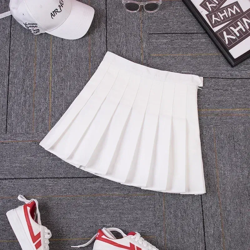 Color: Beige, Size: L - High Waist Pleated Skirt Slim A-Line Mini Harajuku Punk Sexy Female Summer Gothic Clothes Korean Fashion Clothing
