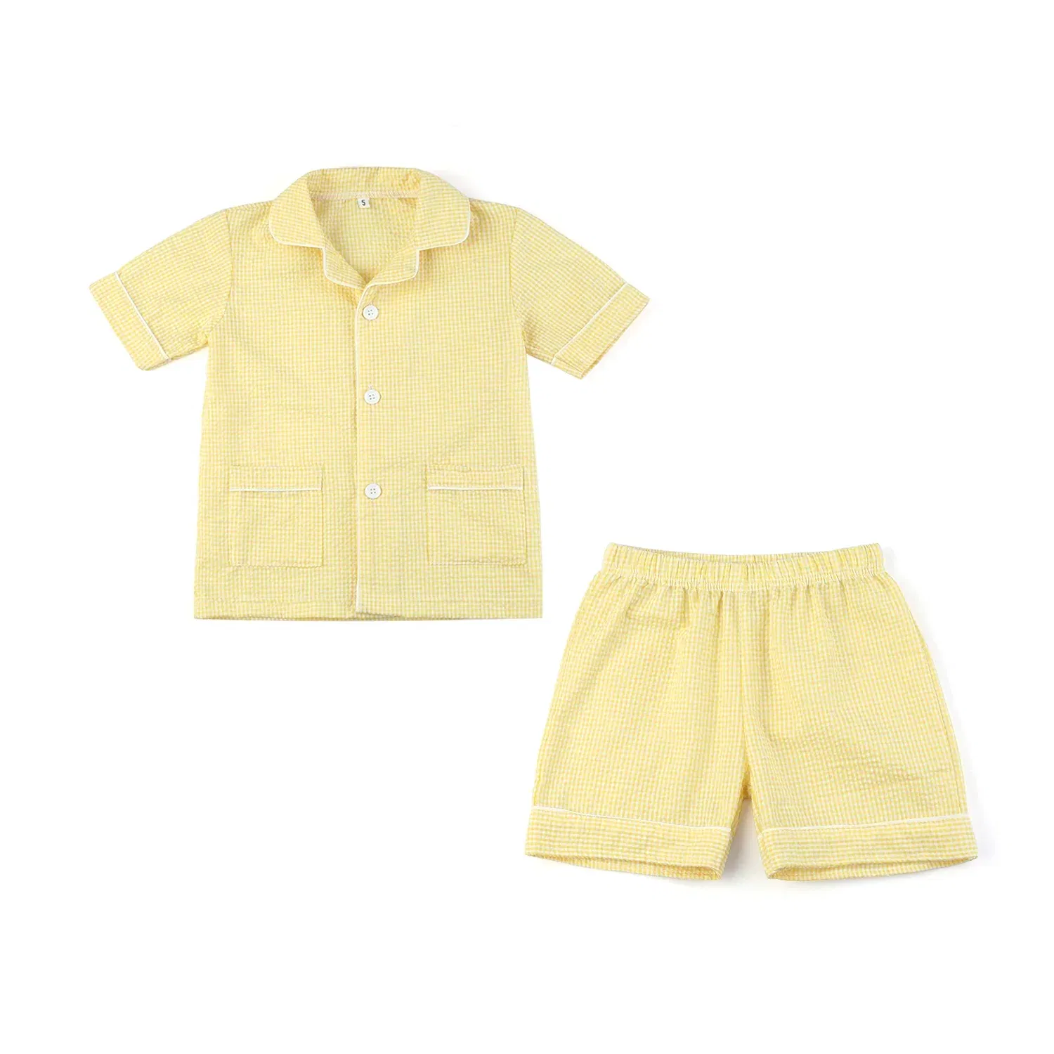 Color: Orange, Ships From: CHINA, Kid Size: 6T - Ruffkids 100% Cotton Summer Kids Pajamas Sleepwear Seersucker Striped Matching Pjs Boys Clothes Loungewear Girls Pyjamas Set