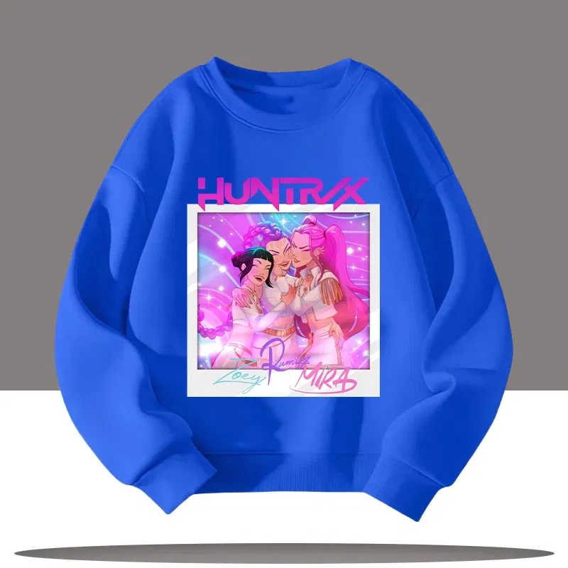 Color: Dark Grey, Kid Size: 7 - Children's Clothing K-pop Demon Hunters Cartoon Print 3-12 Year Old New Style Kids Round-neck Sport Shirt Cute Girl Casual Top