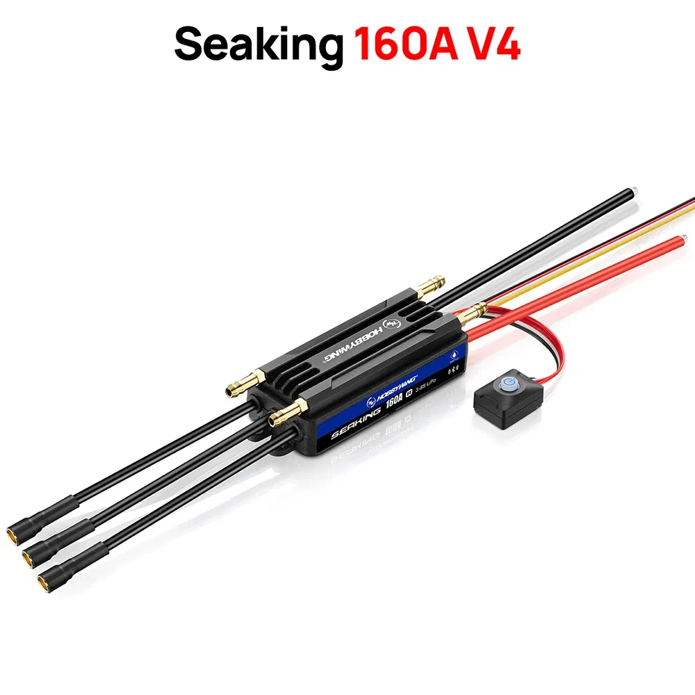 Color: Red - HOBBYWING Seaking Brushless ESC Boat Sensorless ESC 30A 60A 90A 120A 160A V4 Series IP67 Waterpoof Built-in BEC For RC Boats