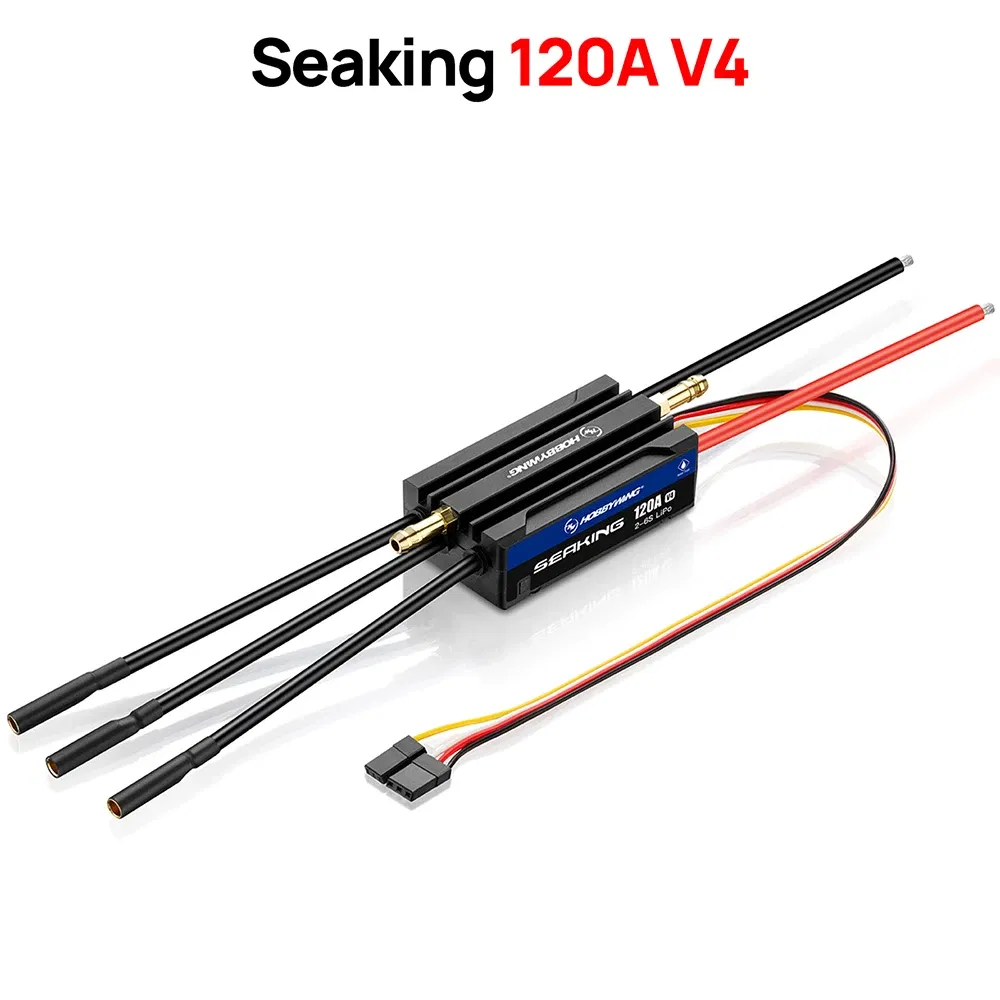 Color: Red - HOBBYWING Seaking Brushless ESC Boat Sensorless ESC 30A 60A 90A 120A 160A V4 Series IP67 Waterpoof Built-in BEC For RC Boats