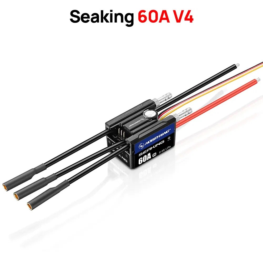 Color: Red - HOBBYWING Seaking Brushless ESC Boat Sensorless ESC 30A 60A 90A 120A 160A V4 Series IP67 Waterpoof Built-in BEC For RC Boats