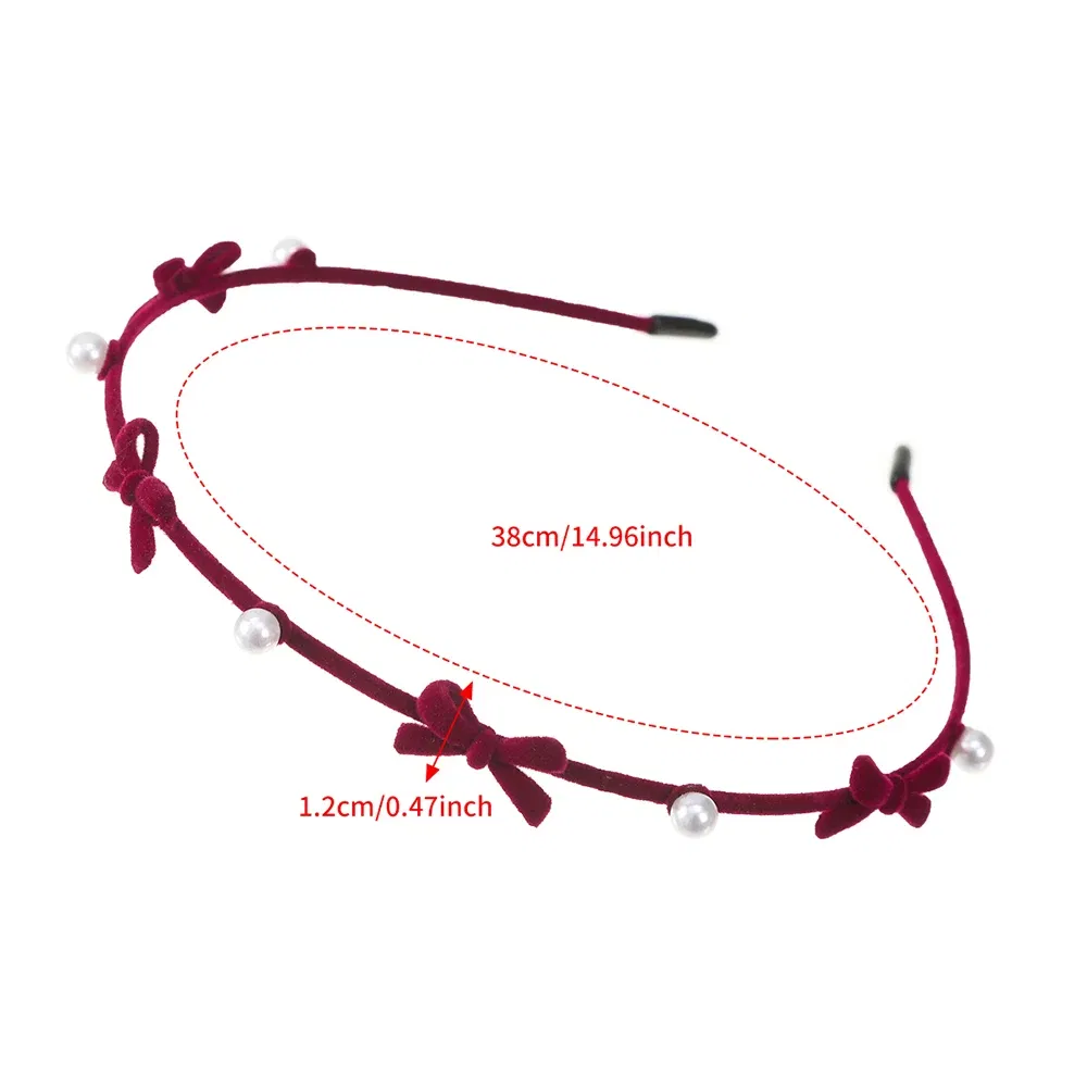 Color: Blue - Flocking Flower Headbands Pearl Hairbands Headdress Hair Hoop Band Hair Accessories for Women Girls Teens