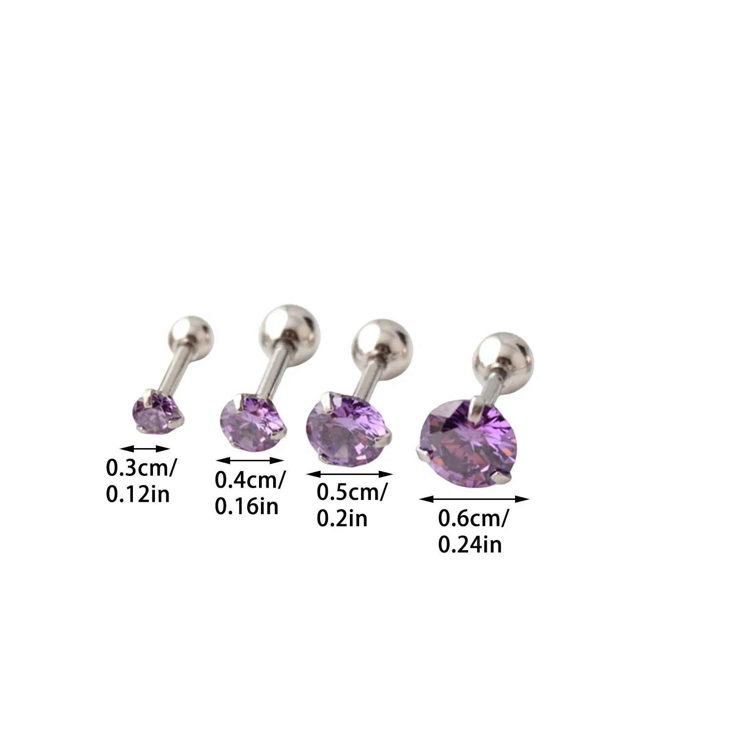 Metal Color: Pure Gold Color, Main Stone Color: green - 1Pc Small Round Cz Tragus Cartilage Titanium Steel 16G 4 Prong Ear Stud Earrings Tragus Helix Piercing Jewelry Sexy Body Jewelry