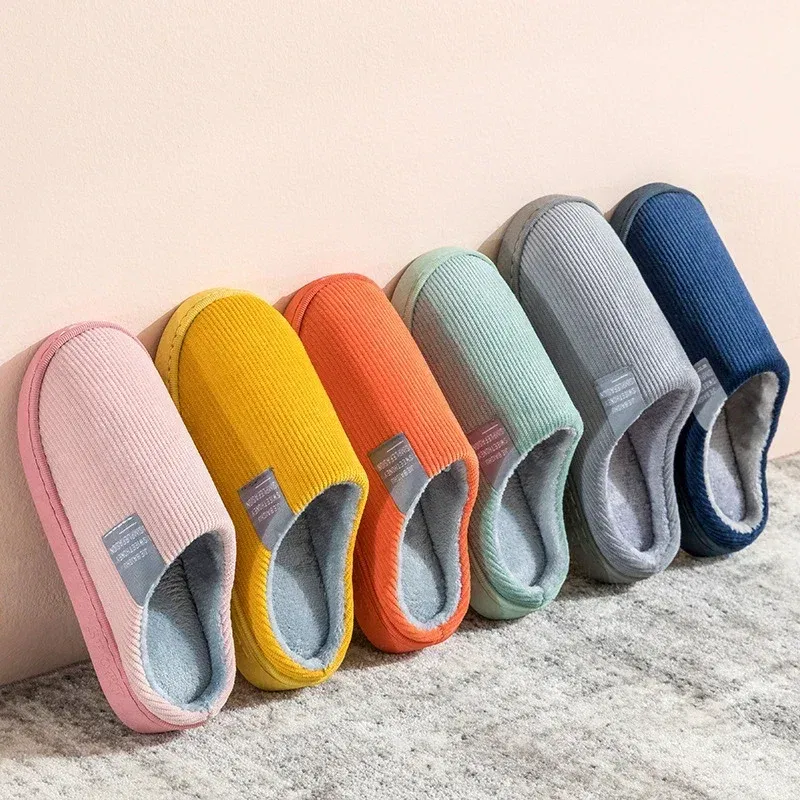 Color: Grape, Shoe Size: 34 - New Winter Household Warm Furry Women Men Shoes Indoor Slippers Bedroom Cotton Slippers Plush Home Slippers Ladies Flip Flops