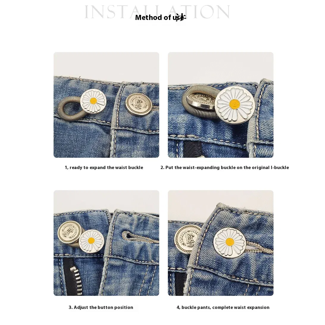 Detachable Jeans Waist Adjustment Buckle Metal Button Extender for DIY Pants Jeans Free Sewing Waist Extenders Buttons