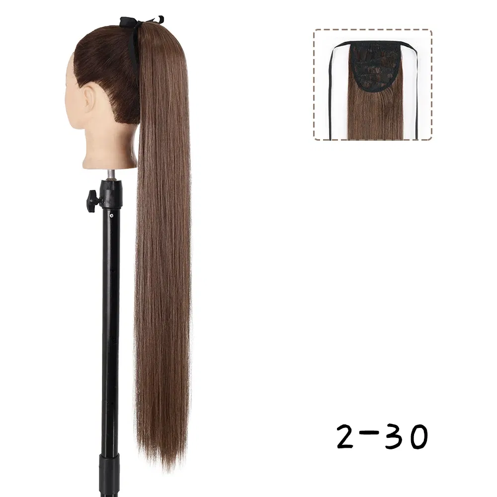 Color: T1B/27, Stretched Length: 34inches - AZQUEEN Straight Synthetic Hairpiece With Ponytail 85cm Super Long Wrap Around Clip In Hair Extensions Pony Tail For Daily Wear
