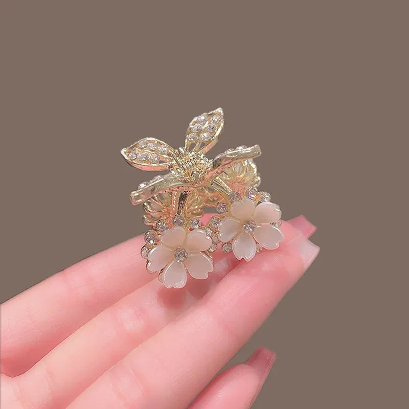 Color: Gold - Super Fairy Sakura Cherry Clip Small Size Girl Bangs Clip Side Clip Top Clip Fashionable Hairpin Hair Accessories