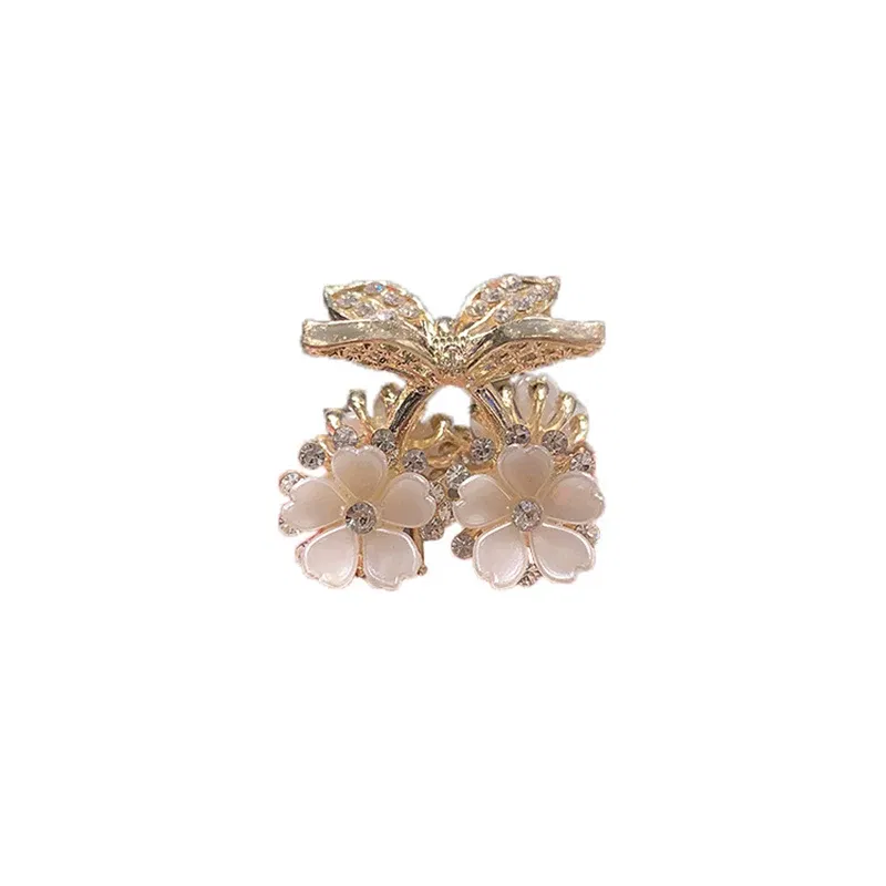 Color: Gold - Super Fairy Sakura Cherry Clip Small Size Girl Bangs Clip Side Clip Top Clip Fashionable Hairpin Hair Accessories