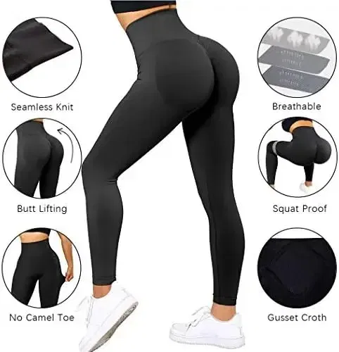 Color: Yellow, Size: M - Knitted Seamless Fitness Leggings GYM Pants Women High Waist Push Up Leggings Tight Peach Buttocks Yoga Pants