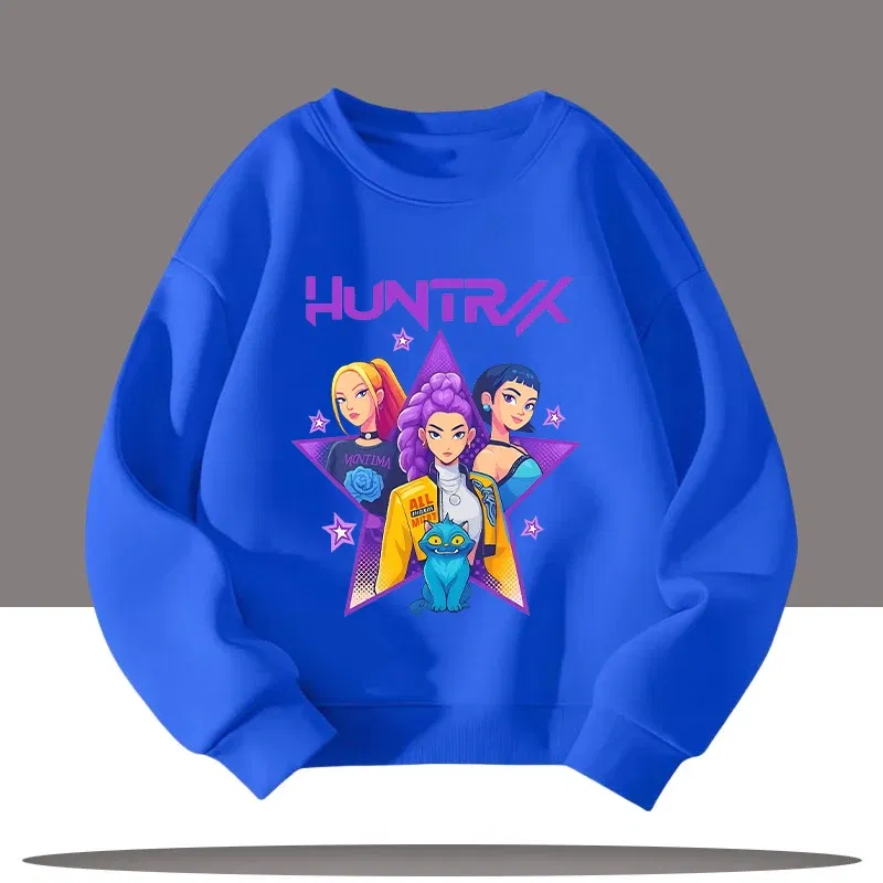 Color: Yellow, Kid Size: 5 - Children's Clothing K-pop Demon Hunters Cartoon Print 3-12 Year Old New Style Kids Round-neck Sport Shirt Cute Girl Casual Top
