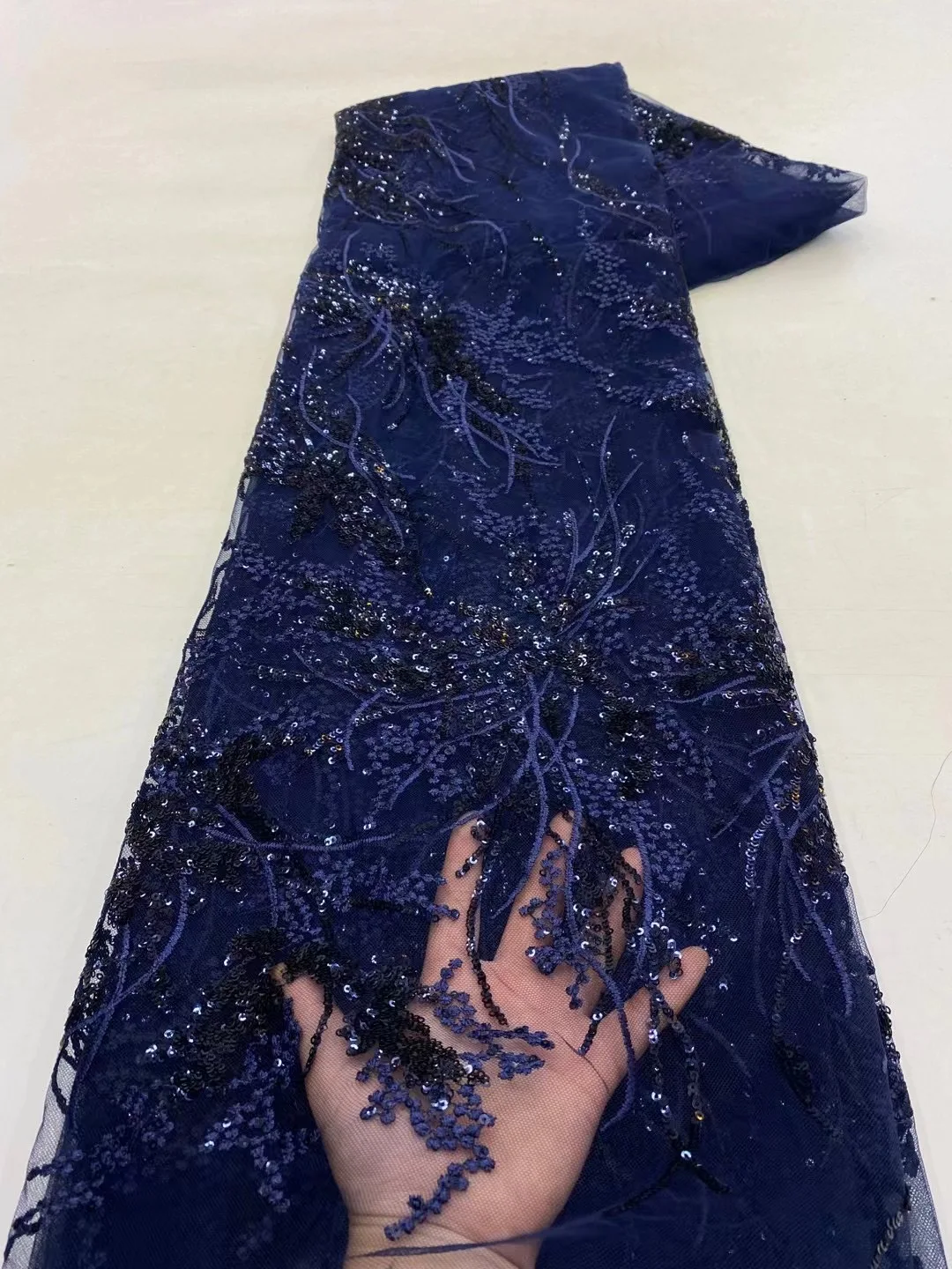 African French Sequined Lace Fabrics 2023 High Quality Tulle Lace 5 Yards Nigerian Embroidered Dress Material For Party Wedding