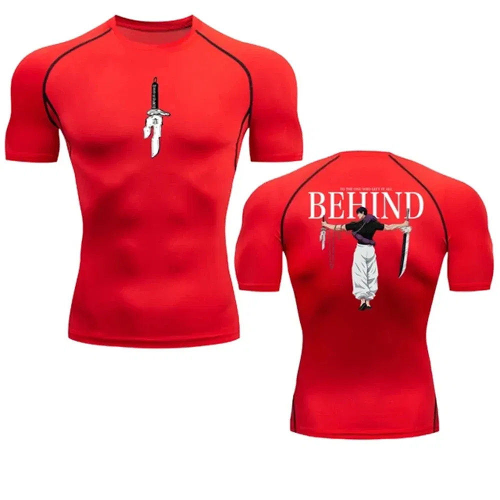 Color: SKY BLUE, Size: XXXL - Anime Compression Shirt Men Print Breathable Football Fitness Tight Sportswear Althletic Quick Dry Rash Guard Gym Riding Tops