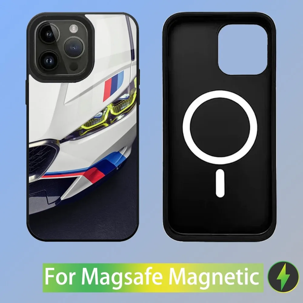 Color: Brown, Material: EVA - Cool Sport Car B-BMW Phone Case For iPhone 16,15,14,13,12,11,Plus,Pro,Max Mini Magsafe Magnetic Wireless Charging