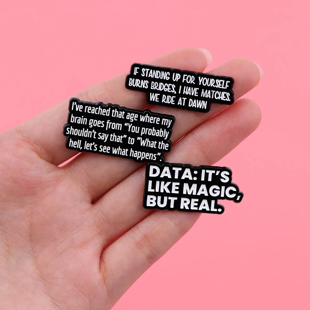 Metal color: Imitation Rhodium Plated - I'M NOT WEIRD Enamel Pin Funny Quotes Brooch Pines Lapel Pins Quotation Badge Clothing Accessories Fashion Jewelry Unique Gift