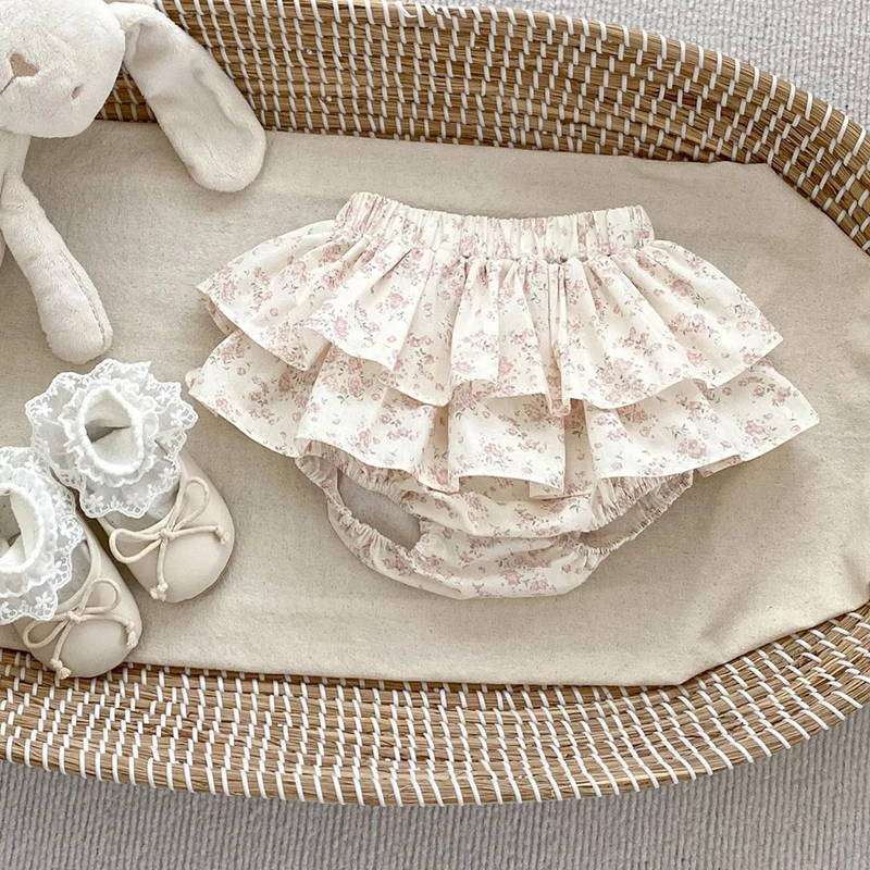 Color: Khaki, Kid Size: 3M - Double Layers Ruffles Lace Baby Skirt Pants Summer Cotton Linen Kids Pettiskirt Toddler Dancing Wedding Clothing Tutu Skirt