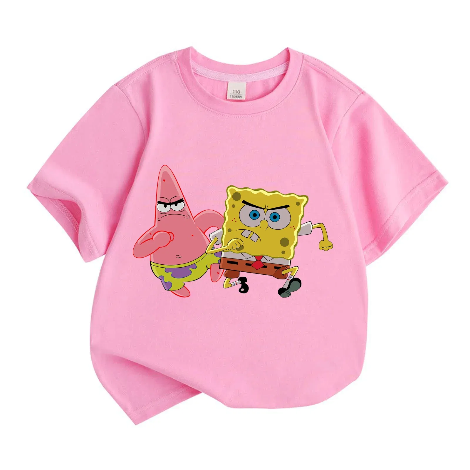 Color: WHITE, Kid Size: 13T - Mr. Krabs Squidward  Sandy Spongebob T-shirt 100%Cotton  Children Round Neck Short-sleeved Boys Girls  Fashion Kids Clothes