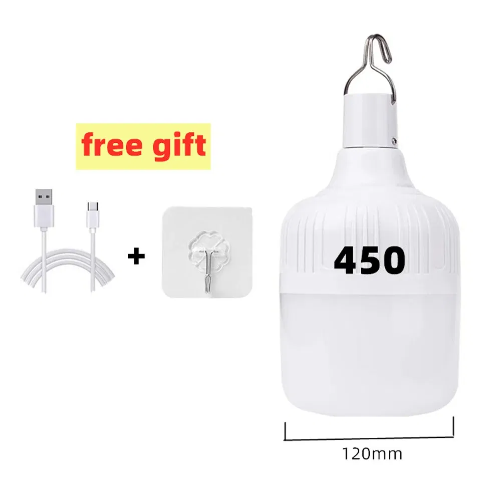 450w Camping Light USB Rechargeable LED Emergency Lamp Outdoor work light Portable Lanterns with Hook for BBQ Tents Battery Bulb