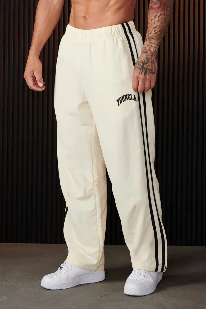 Color: green, Size: XXL - Jogger Men's Sweatpants Gym Sports Fitness Splicing Strips Printing Mid Waist Casual Pants Ya Fashion Men Clothing Wide Leg Pan