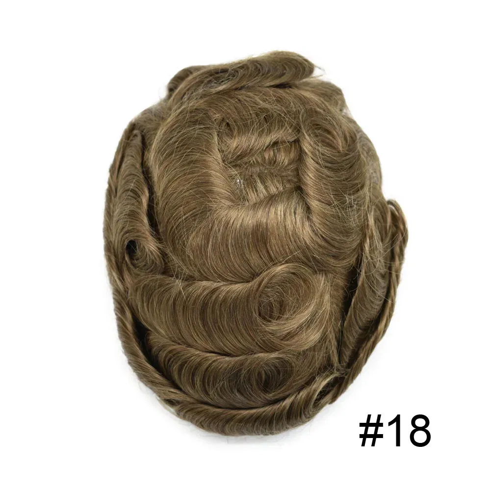 Toupee Color: 18#, Toupee Density: 100%, Length: 6 inches, Ships From: CHINA, Toupee Size: 8x10 - Men Toupee Hair Systems Ultra Thin Skin 0.06MM V-LOOP Capillary Prosthesis Invisible Hairline Real Human HairPieces Hair Units