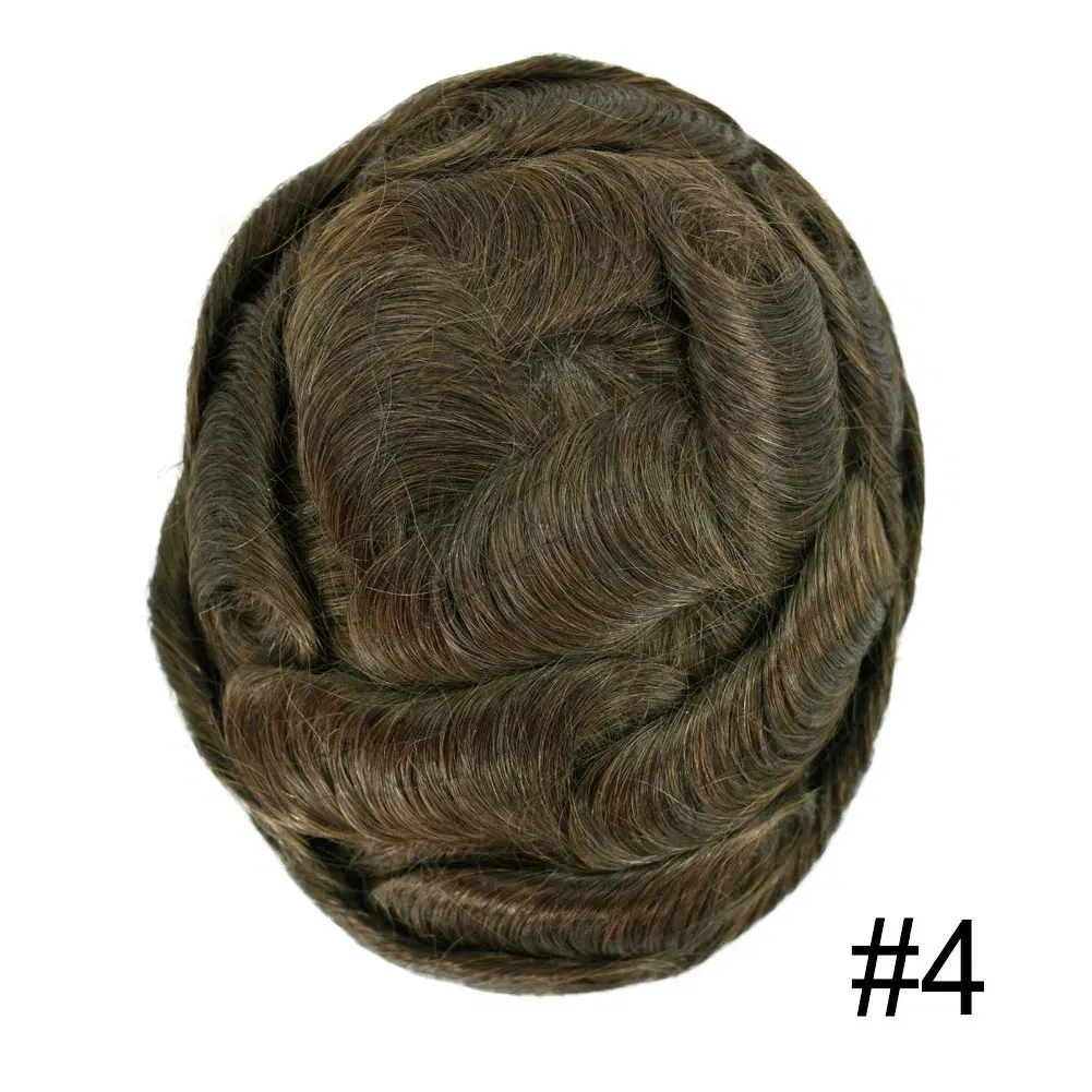 Men Toupee Hair Systems Ultra Thin Skin 0.06MM V-LOOP Capillary Prosthesis Invisible Hairline Real Human HairPieces Hair Units