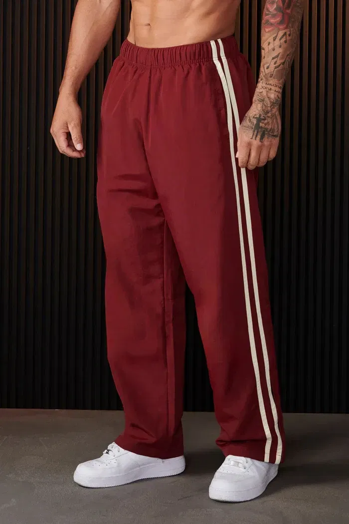 Color: Gold, Size: M - Jogger Men's Sweatpants Gym Sports Fitness Splicing Strips Printing Mid Waist Casual Pants Ya Fashion Men Clothing Wide Leg Pan