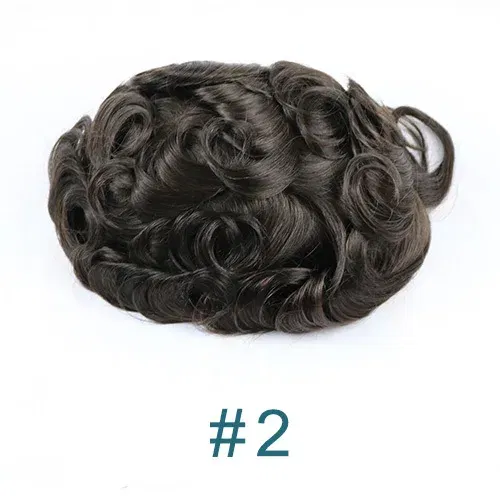 20MM Curly Brown Black Super Durable Mono Lace&Pu Mens Toupee Wig Human Hair 15mm Capillary Prosthesi Weave Replacement For Male
