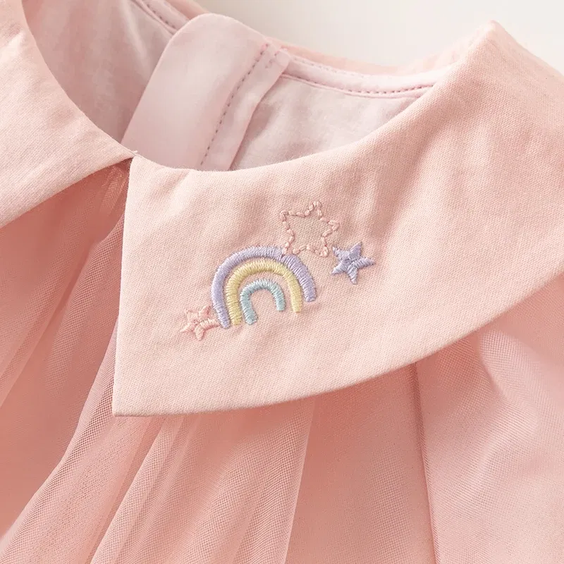 Color: Pink, Kid Size: 7 - Dave Bella Princess Dress for Girls Children Baby 2024 New Spring Noble Charm Sweet Classy Lovely Mesh Fashion Party DB1248276
