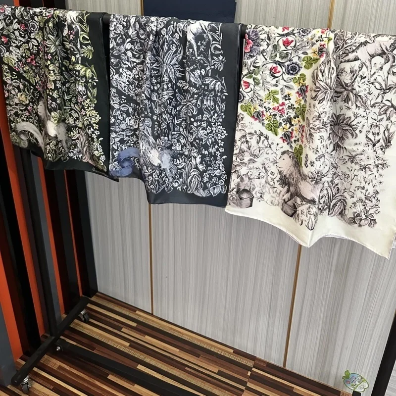 Color: black - 2025 New Real Silk Jacquard Shawl Scarf Double-sided  Large Square Scarf All Seasons Men Women Suitable Light Luxury Gift