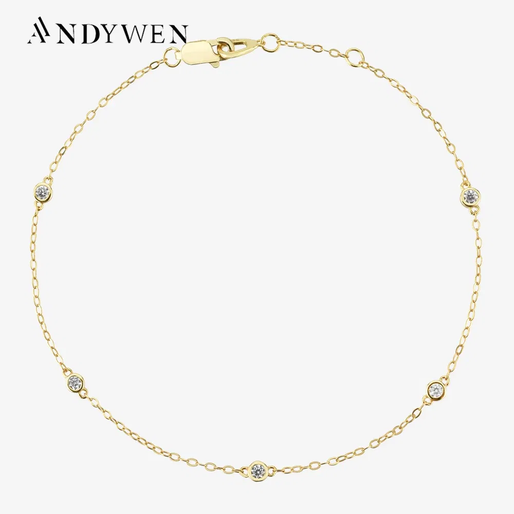 Gem Color: Black - ANDYWEN New 925 Sterling Silver Gold Zircon CZ Round Charm Beads Bracelet Women Luxury Jewelry 2022 Wedding Party Chain Luxury